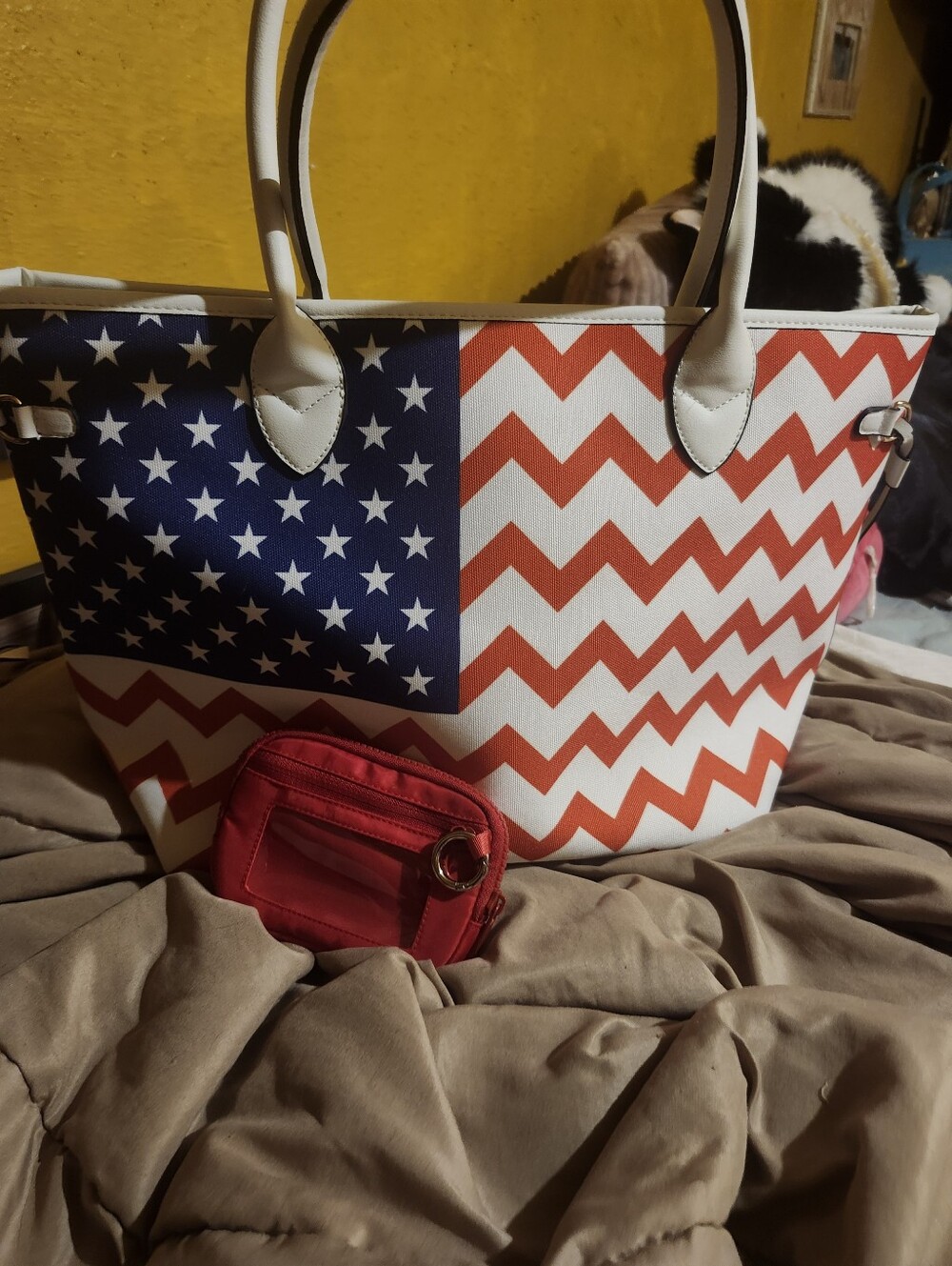 American Flag Chevron Tote Bag in Red, White & Blue